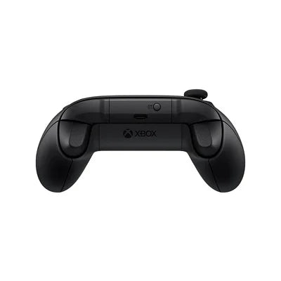 A black Xbox wireless controller shown from the front on a plain white background.