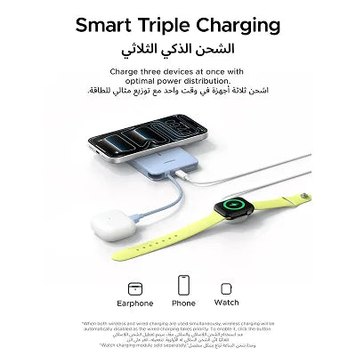 UGREEN Magflow Air smart triple charging — simultaneously charges iPhone, AirPods and Apple Watch with optimal power distribution UAE