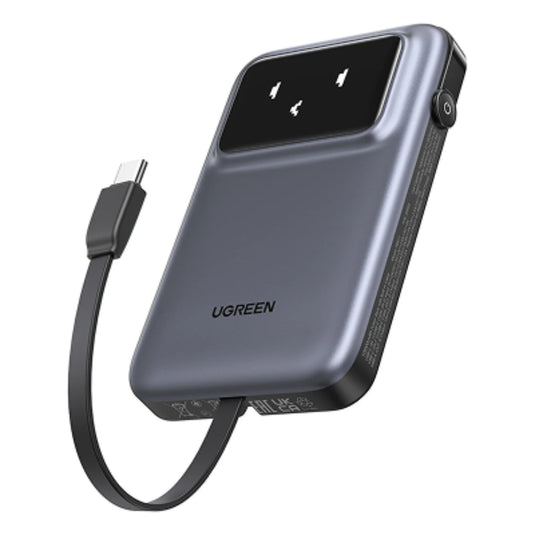 UGREEN Robotic 10000mAh Power Bank 30W PD with Built-in USB-C Connector – Grey