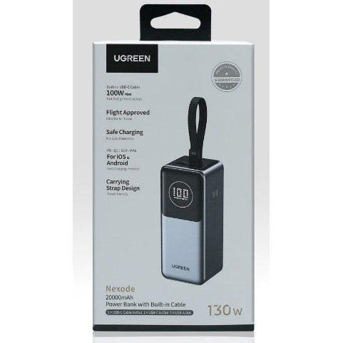 UGREEN Nexode 20000mAh Power Bank 130W with Built-in USB-C Cable