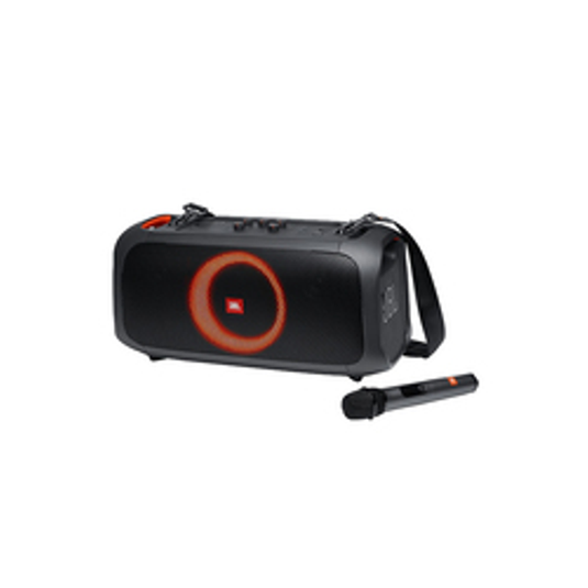 مكبر صوت محمول JBL PartyBox On-The-Go مقاوم لرذاذ الماء مع عرض ضوئي مدمج