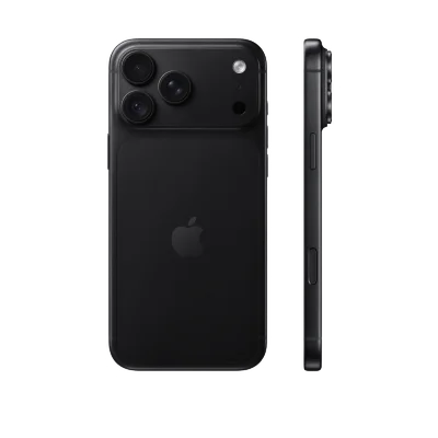 A black Apple iPhone shown from the back and side on a plain white background.