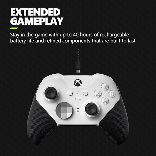 Xbox Wireless Gaming Controller | Elite Series 2 Core | White | Console, PC, and Android | Adjustable Thumbsticks | Trigger Locks