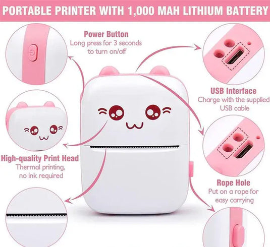 Portable Mini Printer BT Thermal Printer , Web Document Printing