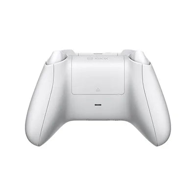 A white Xbox wireless controller shown from the back on a plain white background.