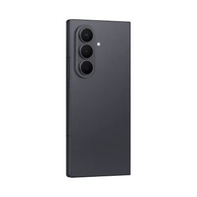 Black phone case with a geometric design on a white background