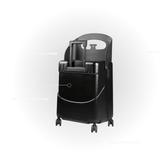 Levelo RoamRide 22″ Travel Luggage With Child Seat – Metallic