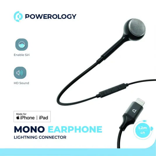 Powerology Single Earphone with MFi Lightning Connector