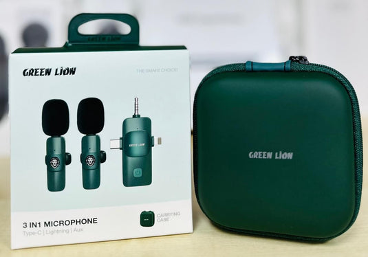 Green Lion 3 IN 1 Microphone Type-C / Lightning / Aux – Green