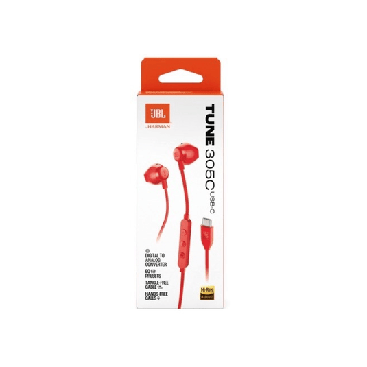 JBL Tune 305C USB - C Wired In - Ear Earphones Red - Pickoon