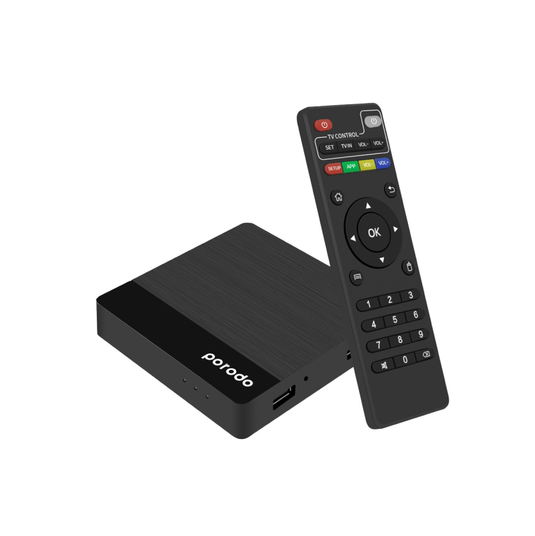 Porodo Android TV Box Video Streaming Unlimited Streaming – Black - Pickoon