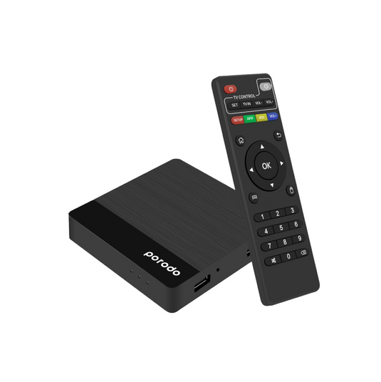 Porodo Android TV Box Video Streaming Unlimited Streaming – Black