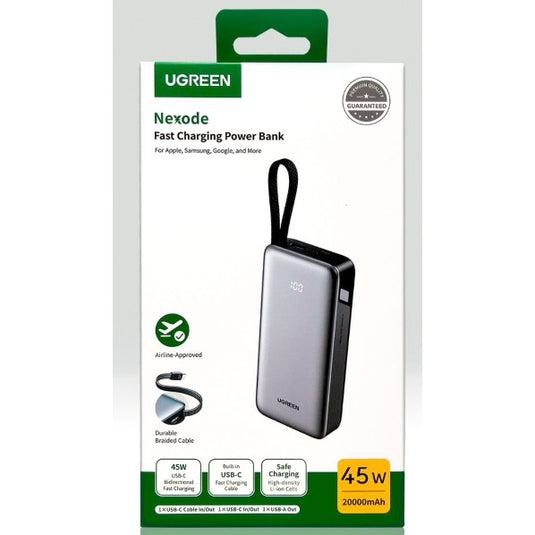UGREEN Nexode 20000mAh Power Bank 45W PD with Built-in USB-C Cable