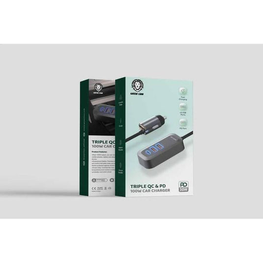 Green Lion 100W Car Charger Triple QC & PD 30W